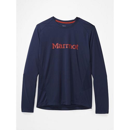 Marmot Clothes Navy NZ - Windridge T-Shirts Mens NZ2760158